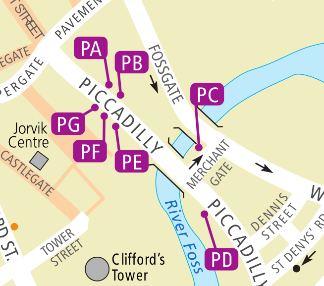 Layout of bus stops at Piccadilly and Merchantgate