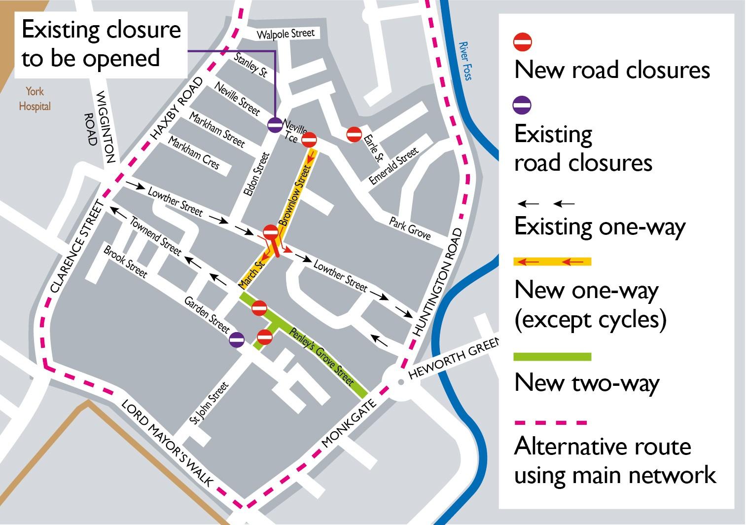 Map of new Groves traffic measures