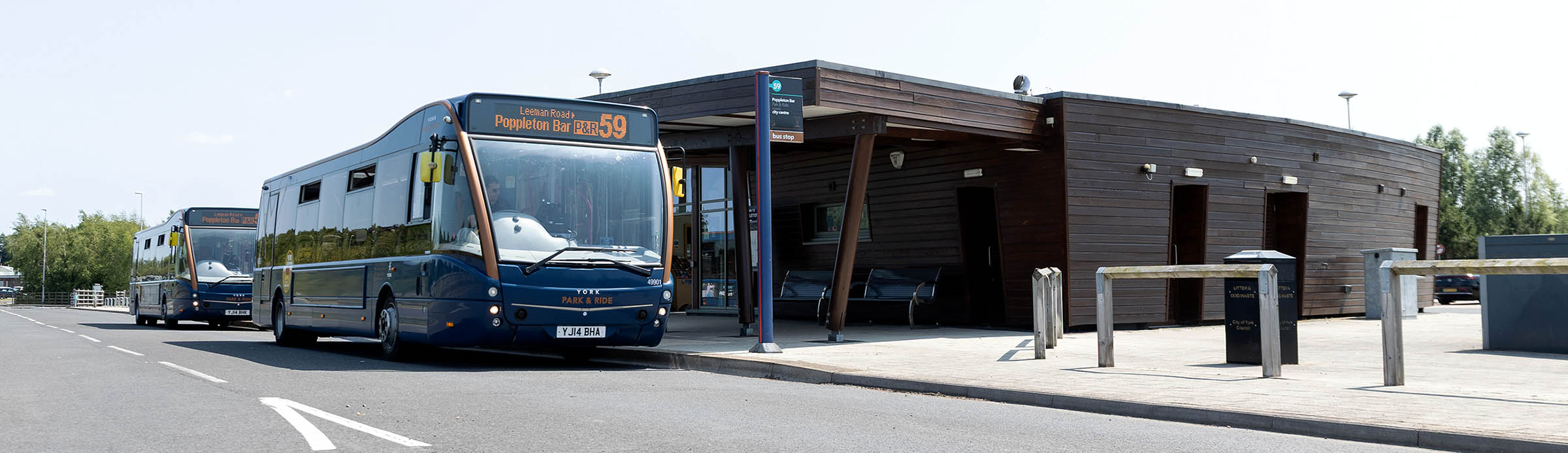 a Park & Ride bus parked at the stop at Poppleton Bar