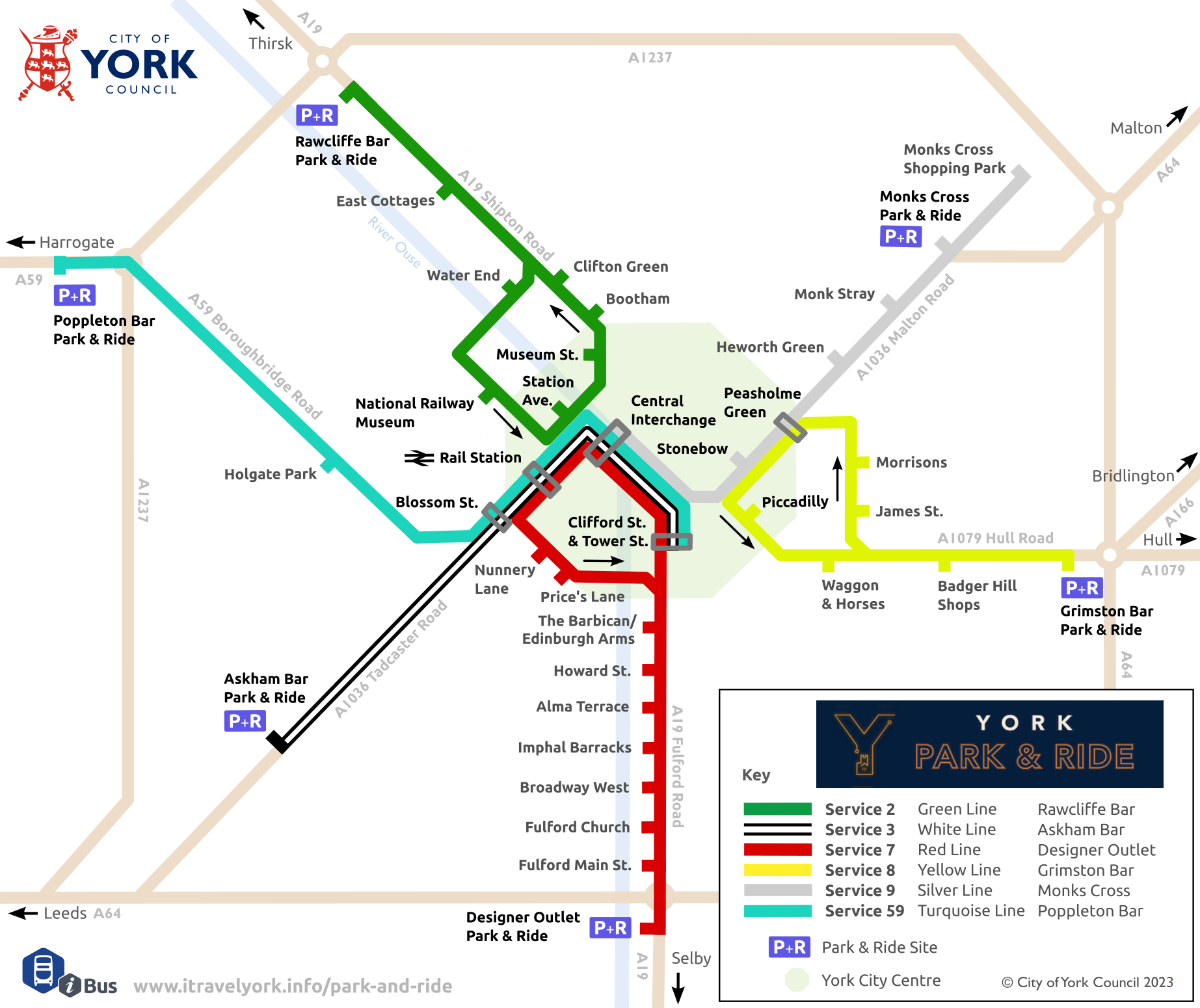 Park and ride route map