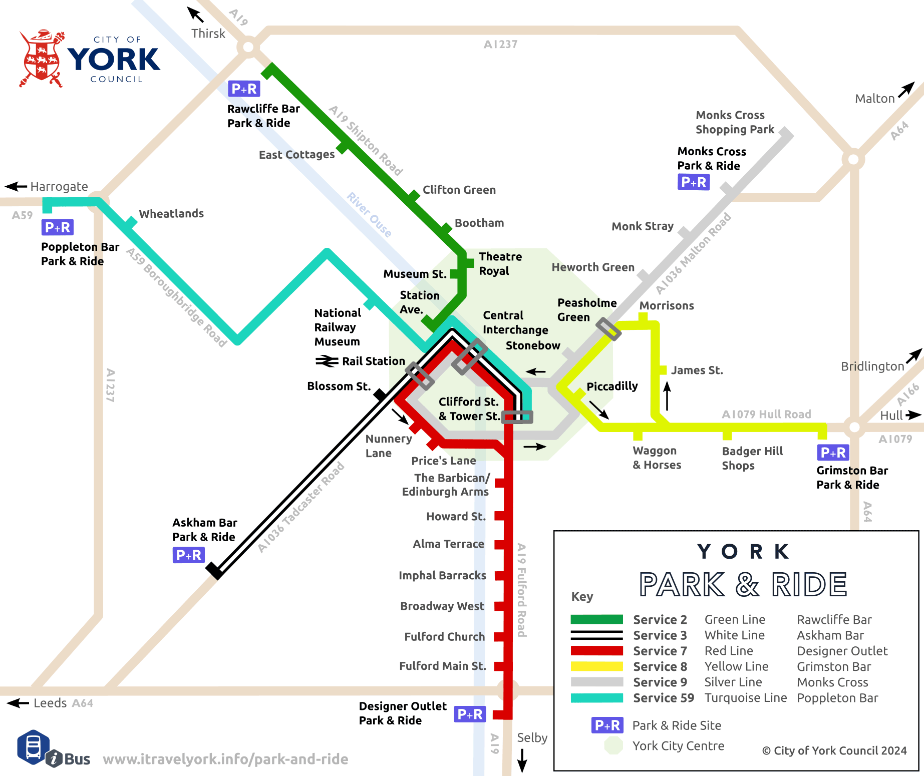 Park and ride route map
