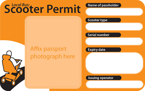 Front side of the scooter permit. It is orange in colour.